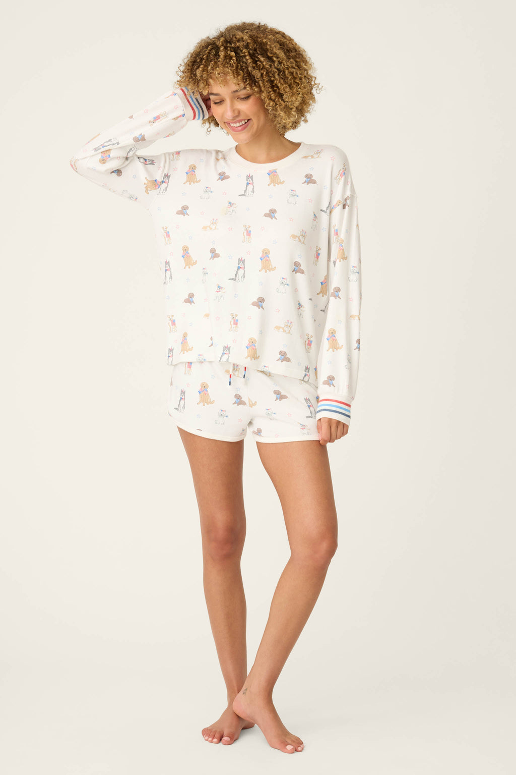 Red, White, & Woof Patriotic Pups Long Sleeve Top