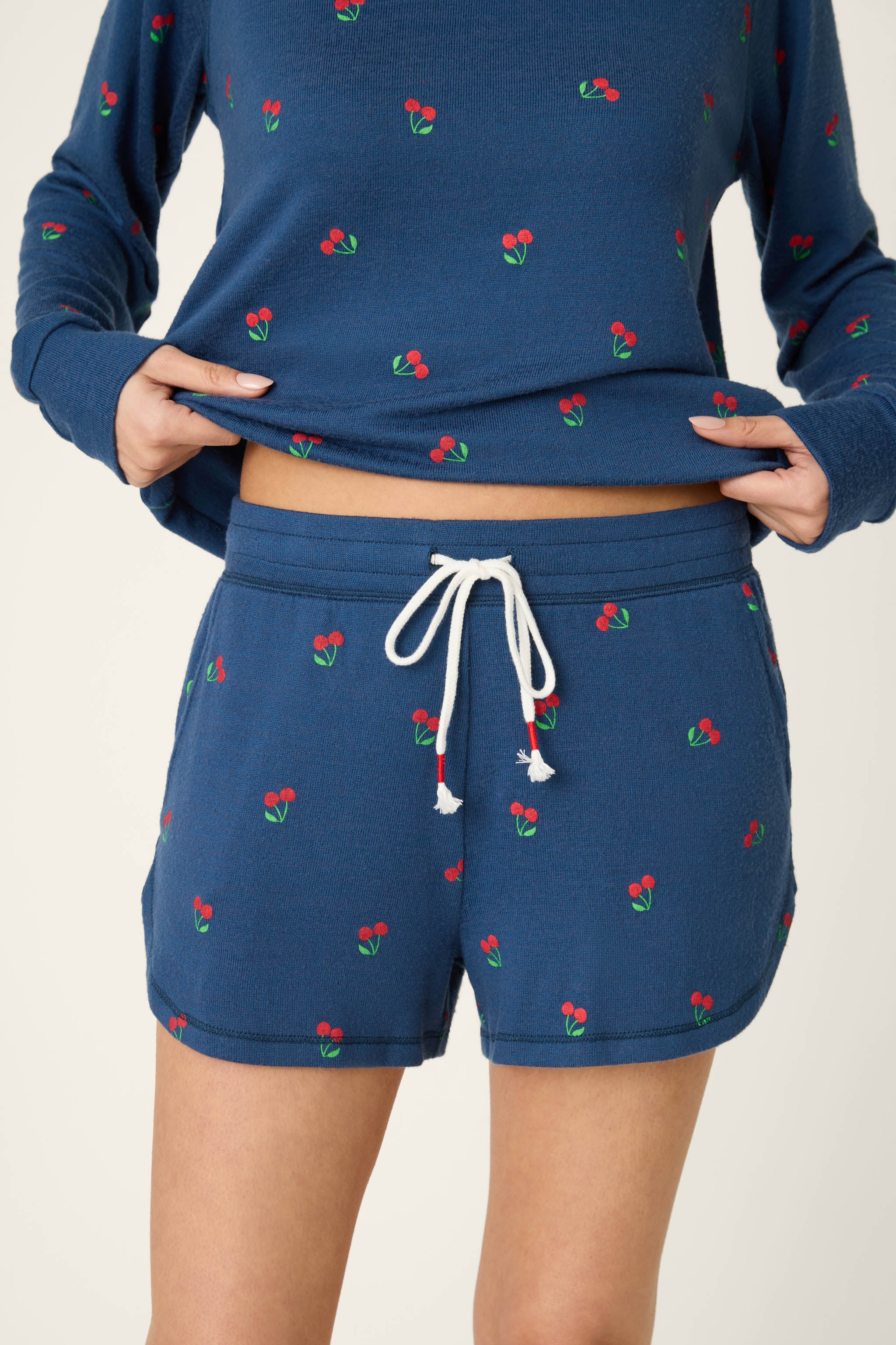 Star Spangled True Navy Cherry Print Sleep Shorts