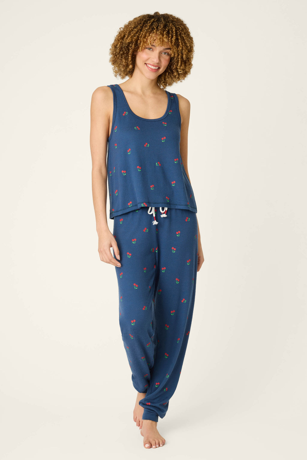 Star Spangled Summer True Navy Cherry Print Tank Top