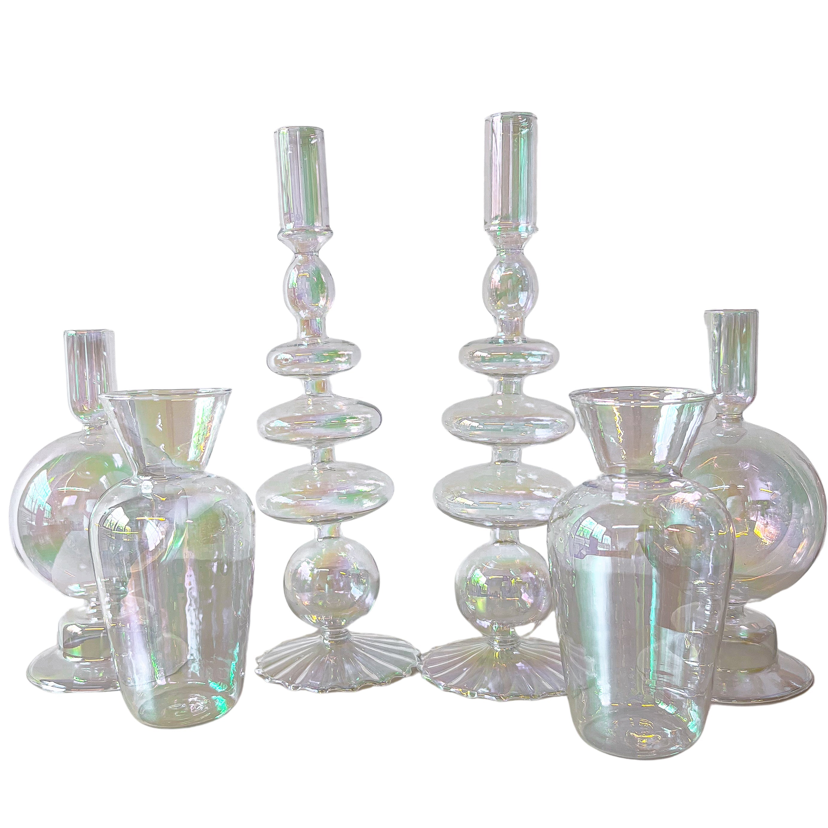 Rainbow Prism Candle Holder - Pair