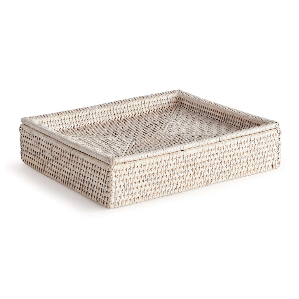 Rattan Lidded Letter Box for Home Office