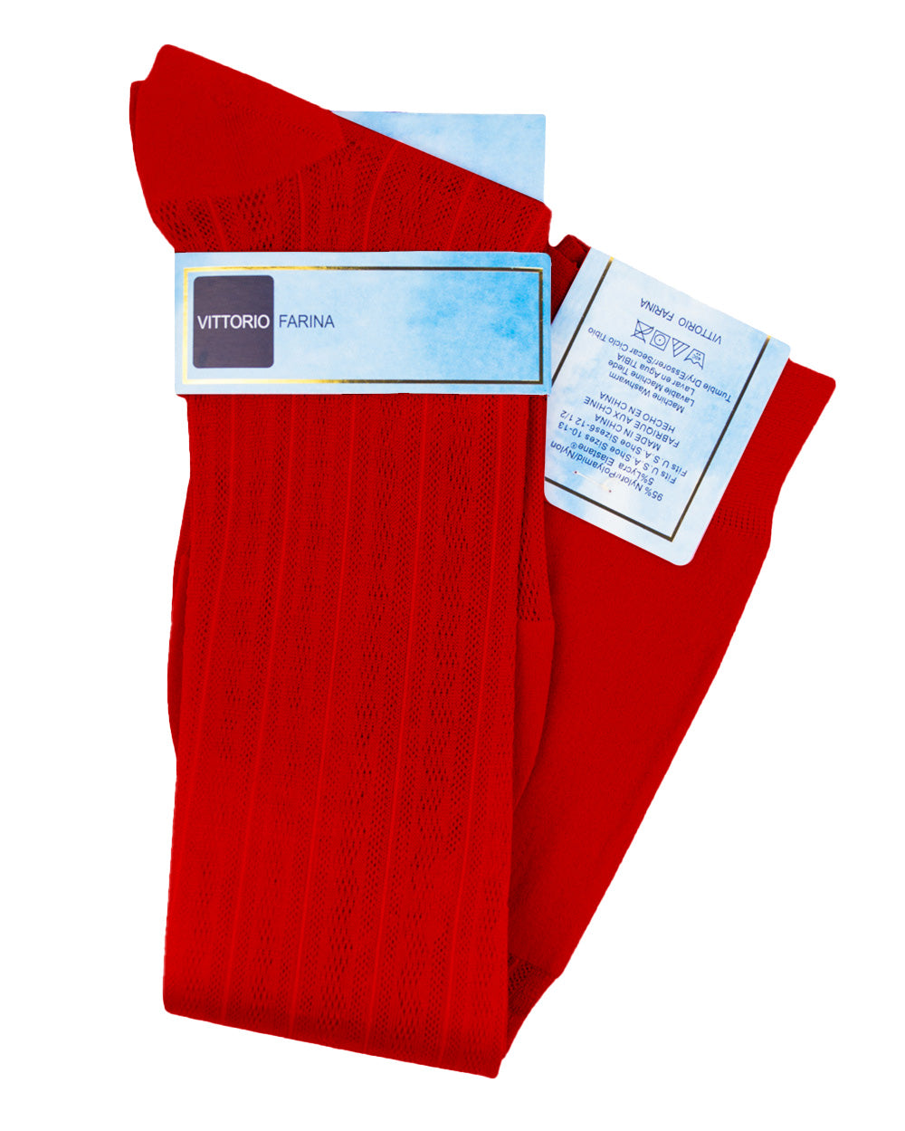Vittorio Farina Men's Ribbed Shear Nylon Over The Calf Dress Socks
