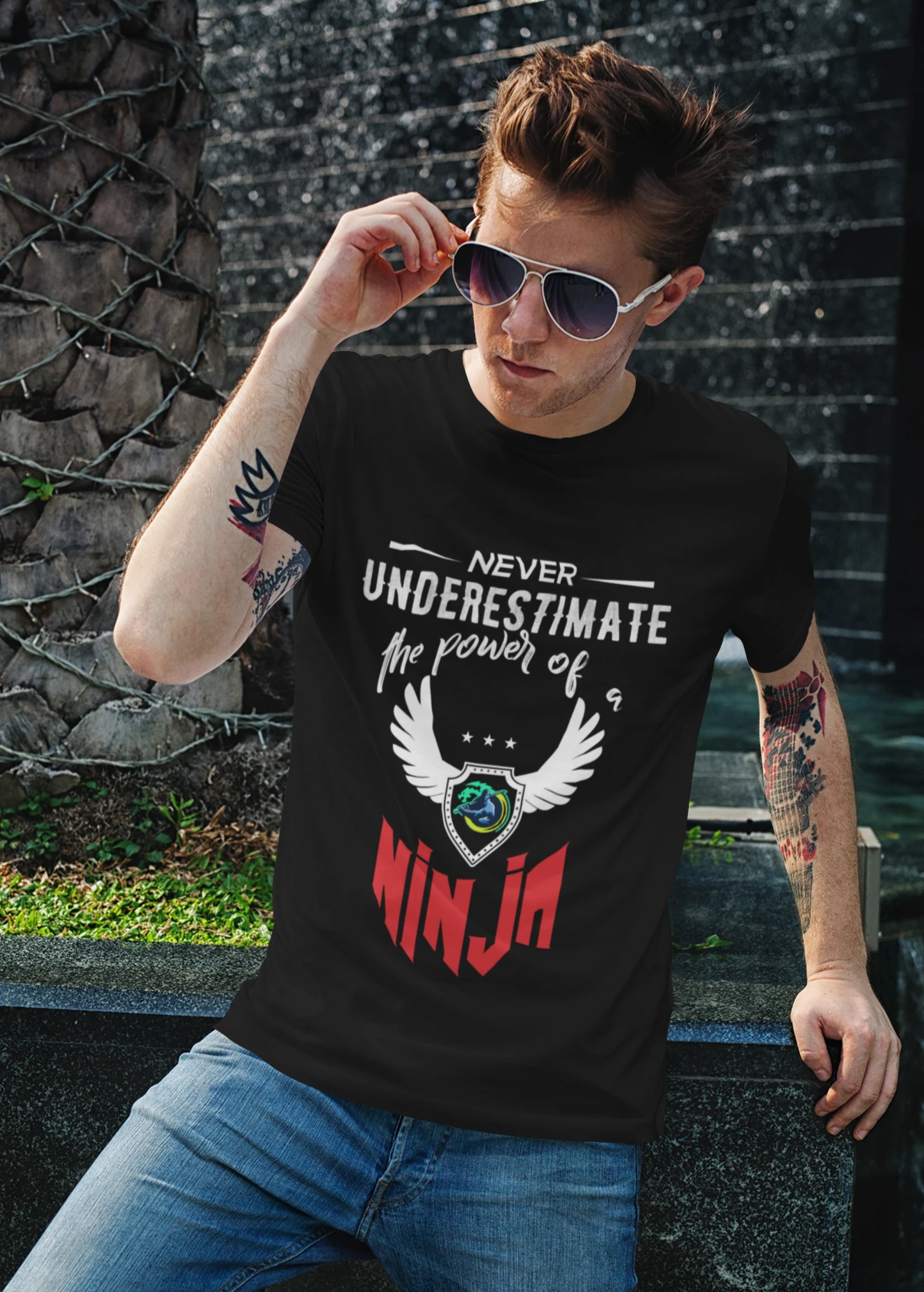 Red Ninja Logo Short Sleeve T-Shirt