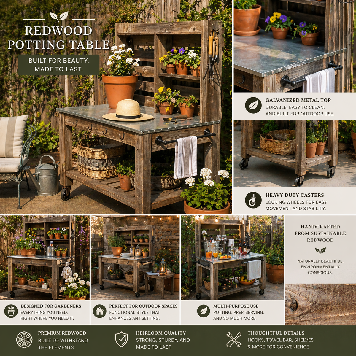 Redwood Potting Table