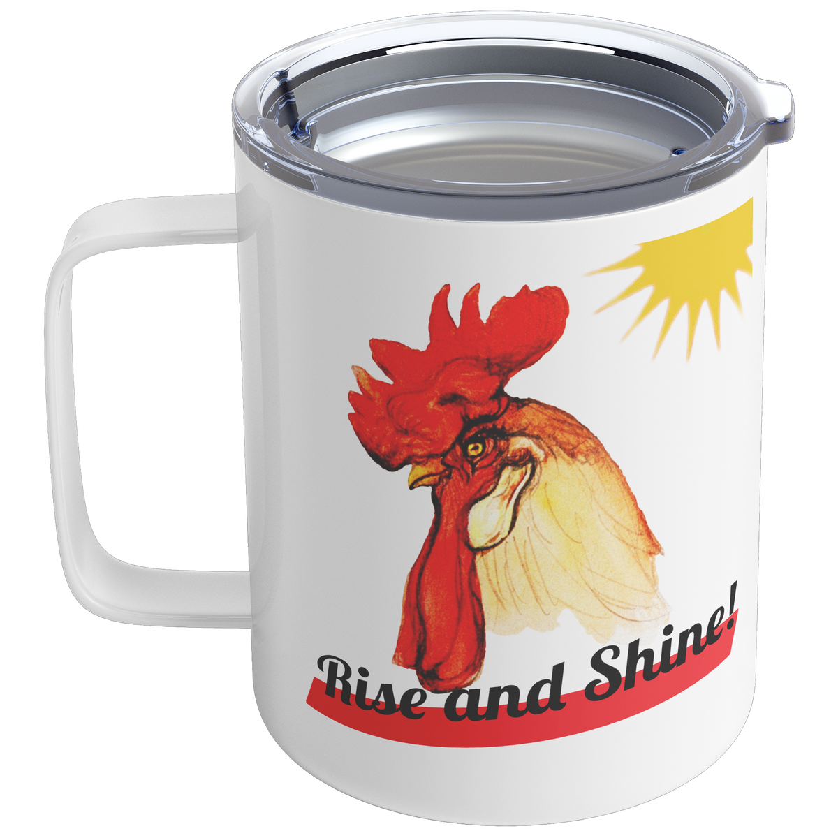 Rise & Shine Rooster Insulated Coffee Mug with Lid