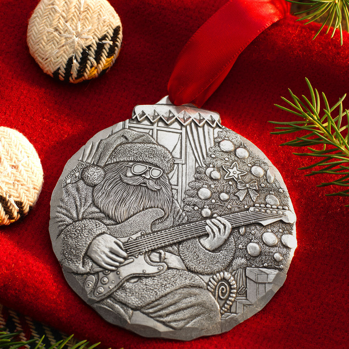 Rock-N-Roll Santa Ornament
