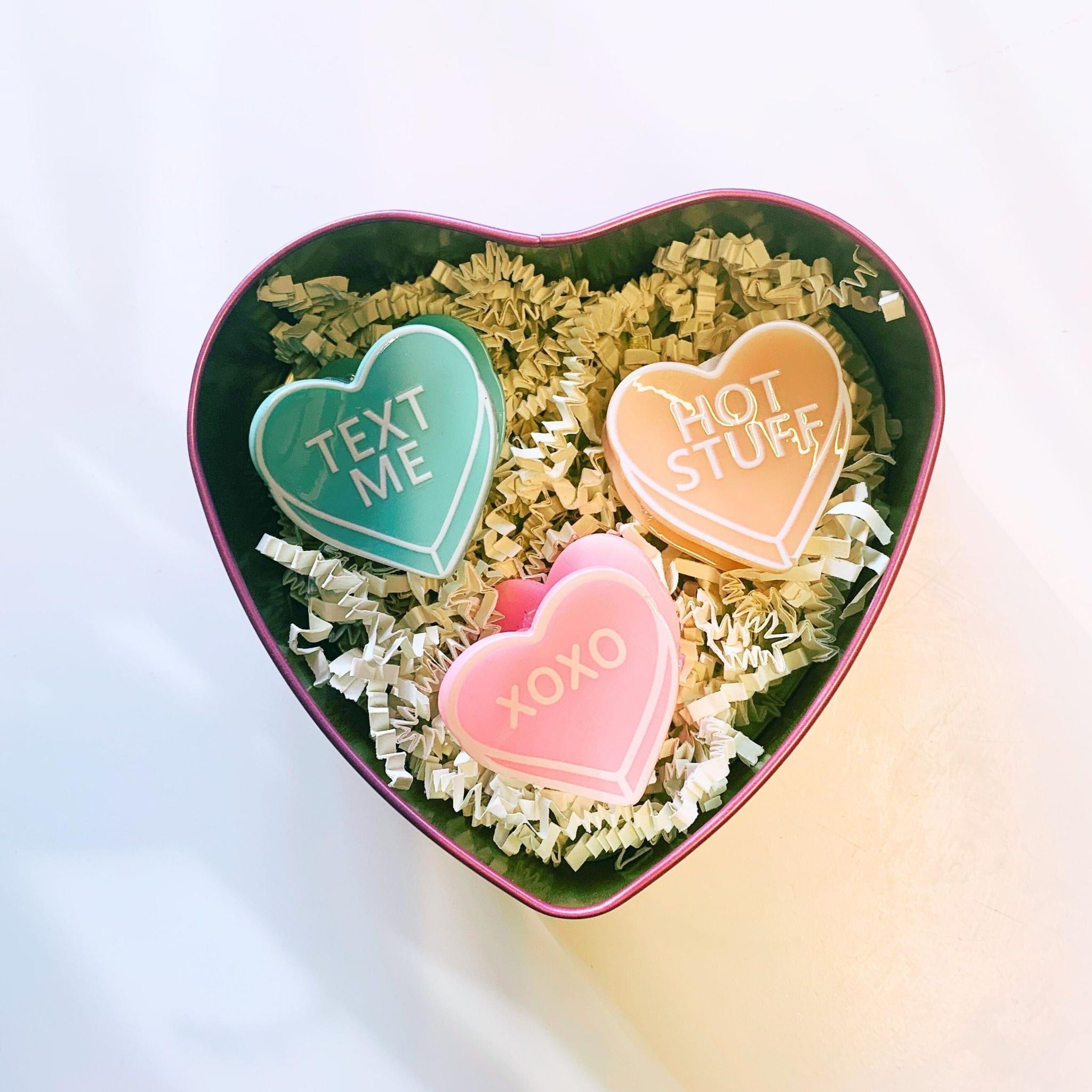 Romantic Set of 3 Mini Heart Claws in Heart Shaped Gift Box