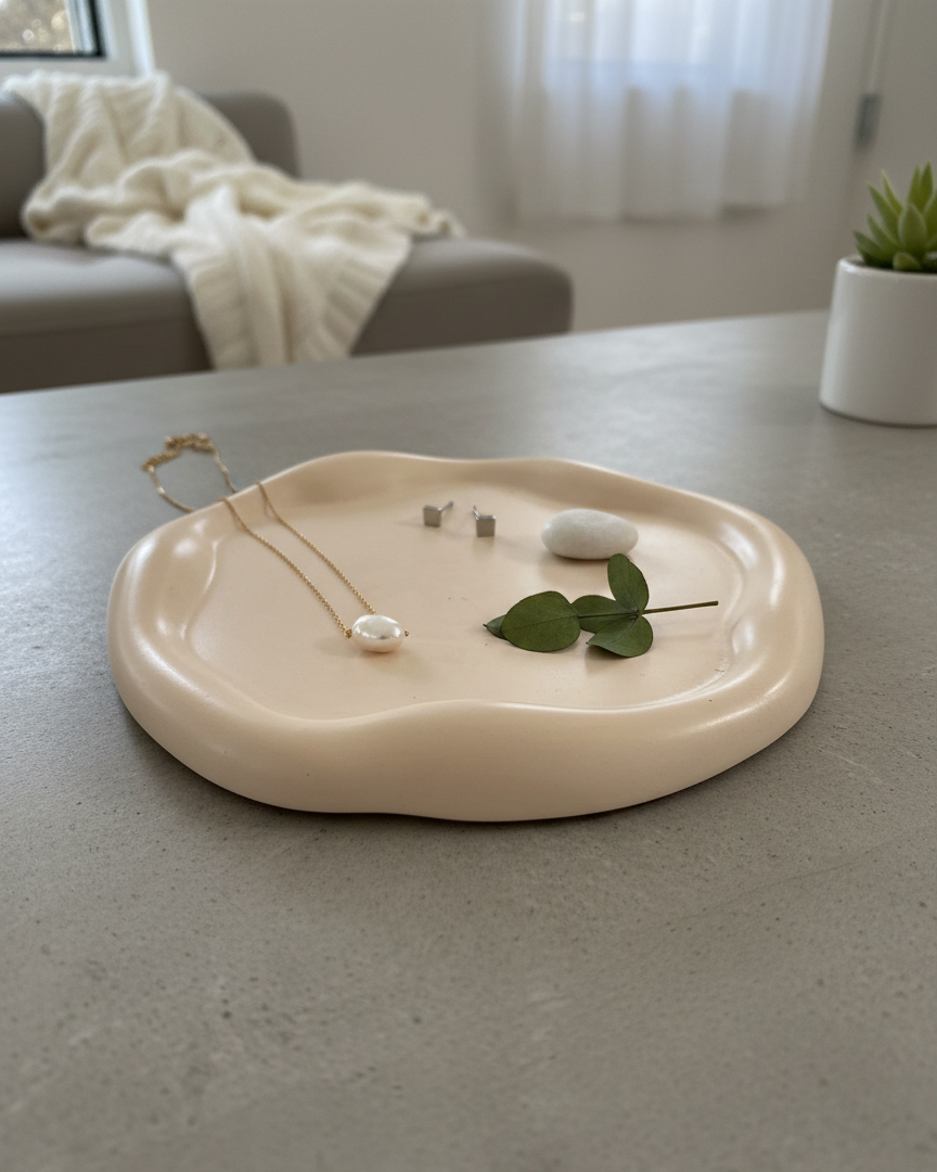 Jesmonite Jewelry Tray | Handcrafted Round Trinket Dish