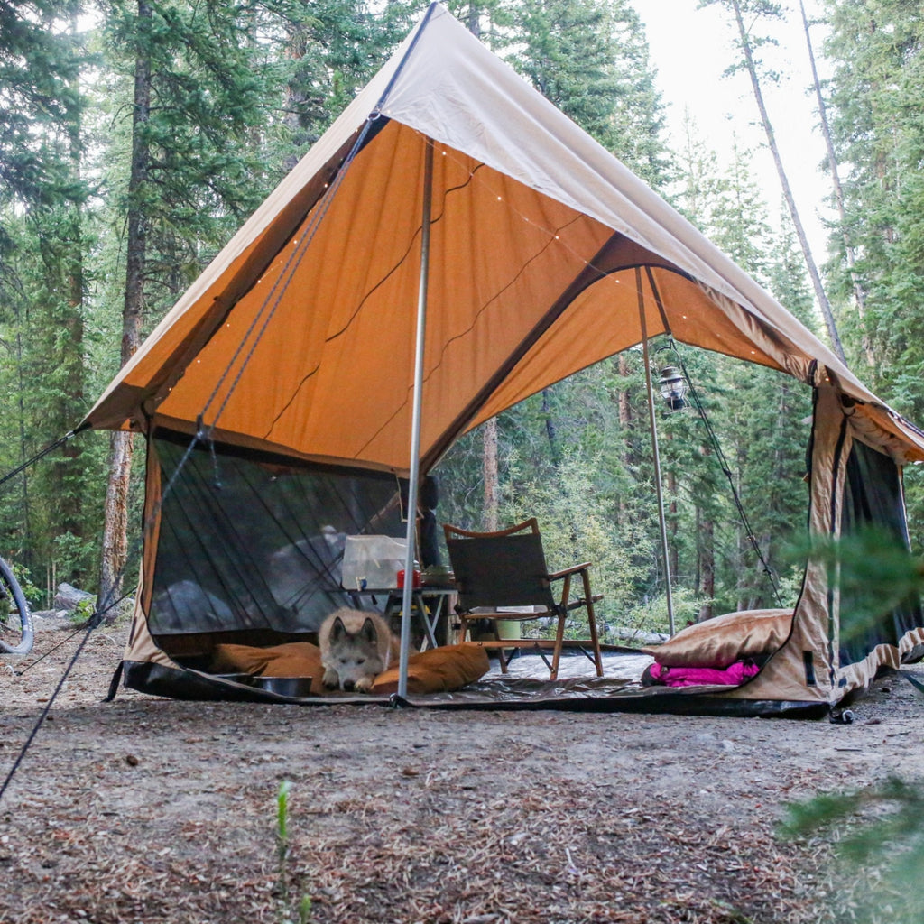 Rover Scout Tent 8'x9' (Sandstone Beige, FWR), Ground Tarp and Sunshade Tarp 100
