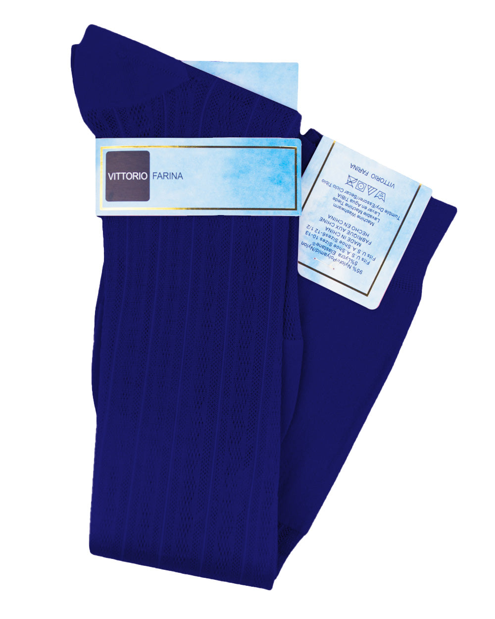 Vittorio Farina Men's Ribbed Shear Nylon Over The Calf Dress Socks