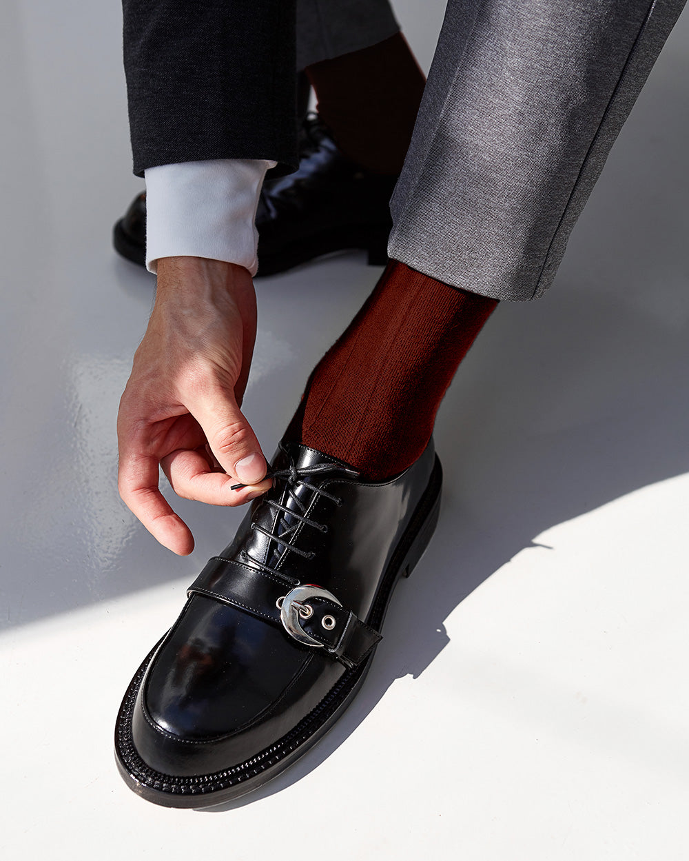 Vittorio Farina Men's Ribbed Shear Nylon Over The Calf Dress Socks