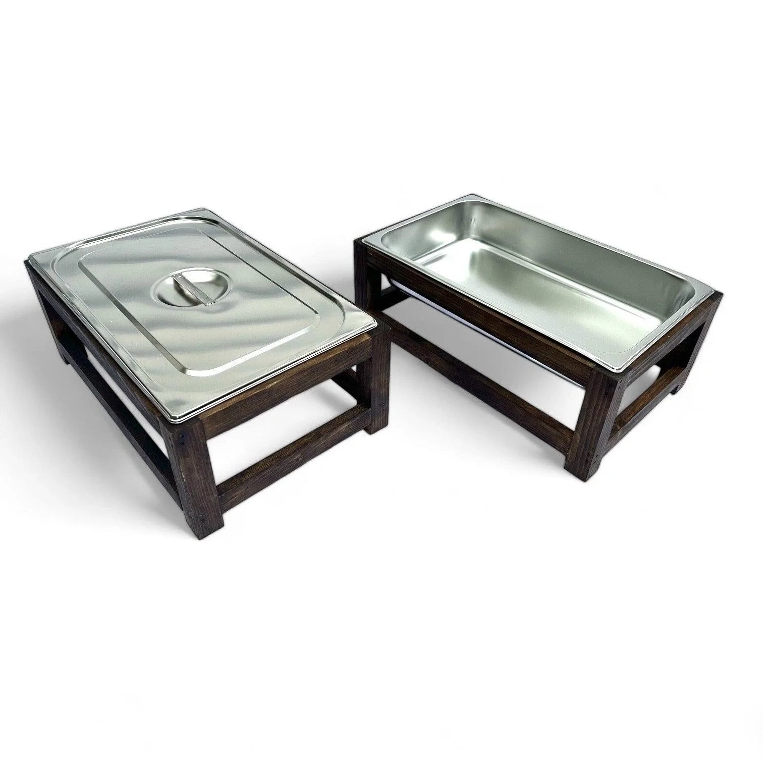 Rustic Wooden Chafing Dish Serving Stand for Buffet Catering
