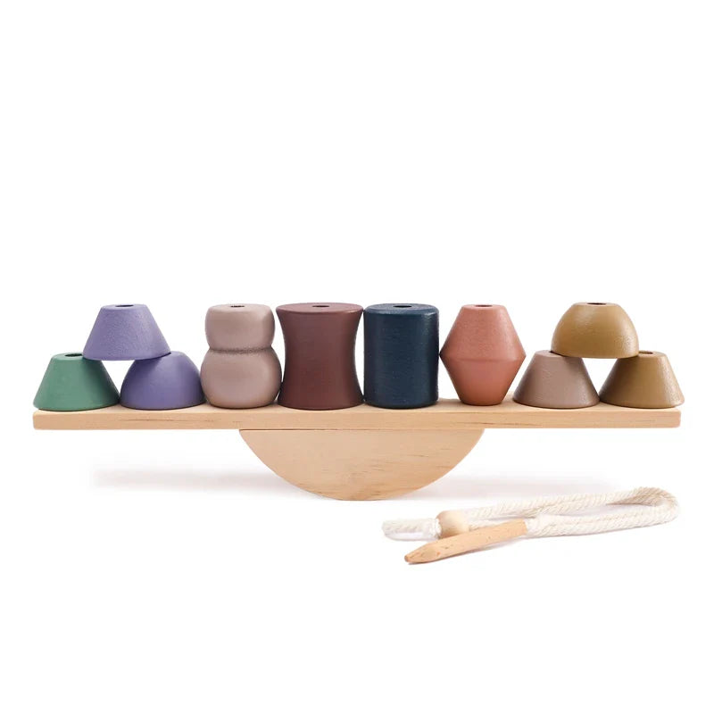Wooden Objects Balance Board – Stacking & Threading Toy