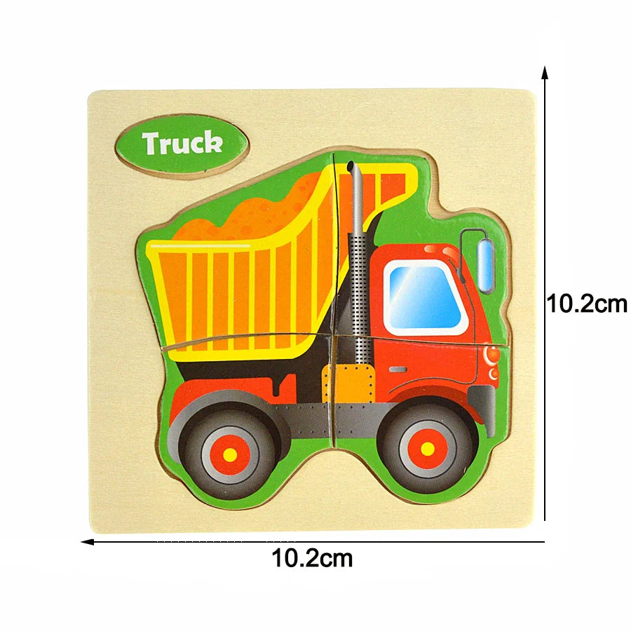 Montessori Wooden Cartoon Animal Puzzles – Early Learning Toy Set