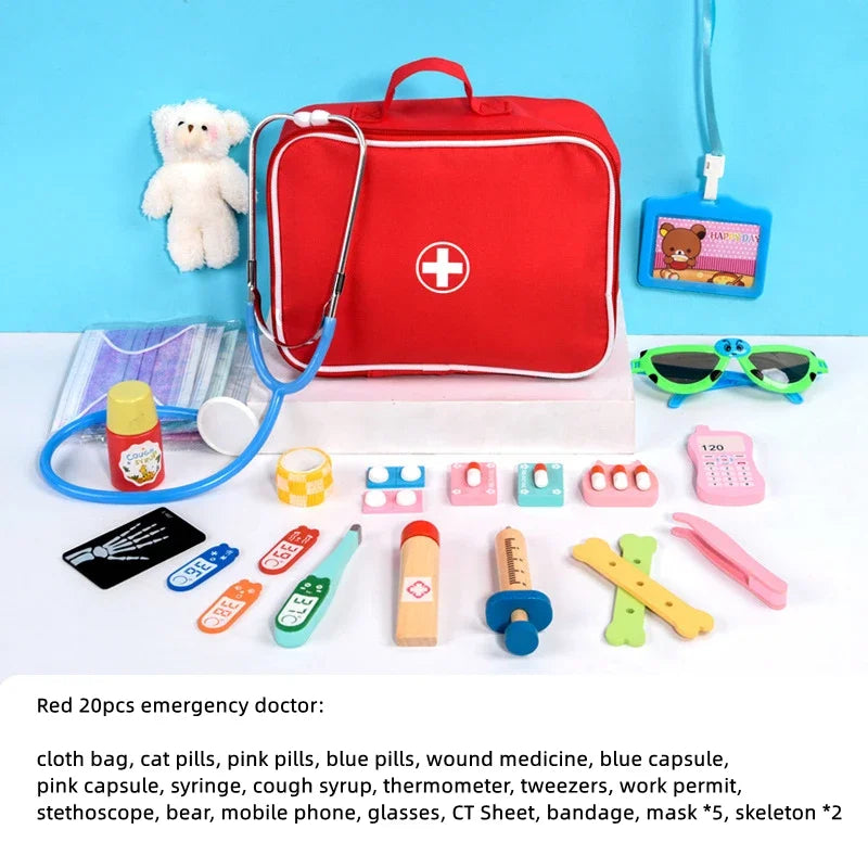 Wooden Doctor Pretend Play Set – Kids Medical Simulation Toy