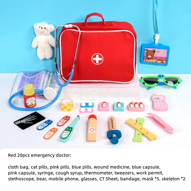 Wooden Doctor Pretend Play Set – Kids Medical Simulation Toy
