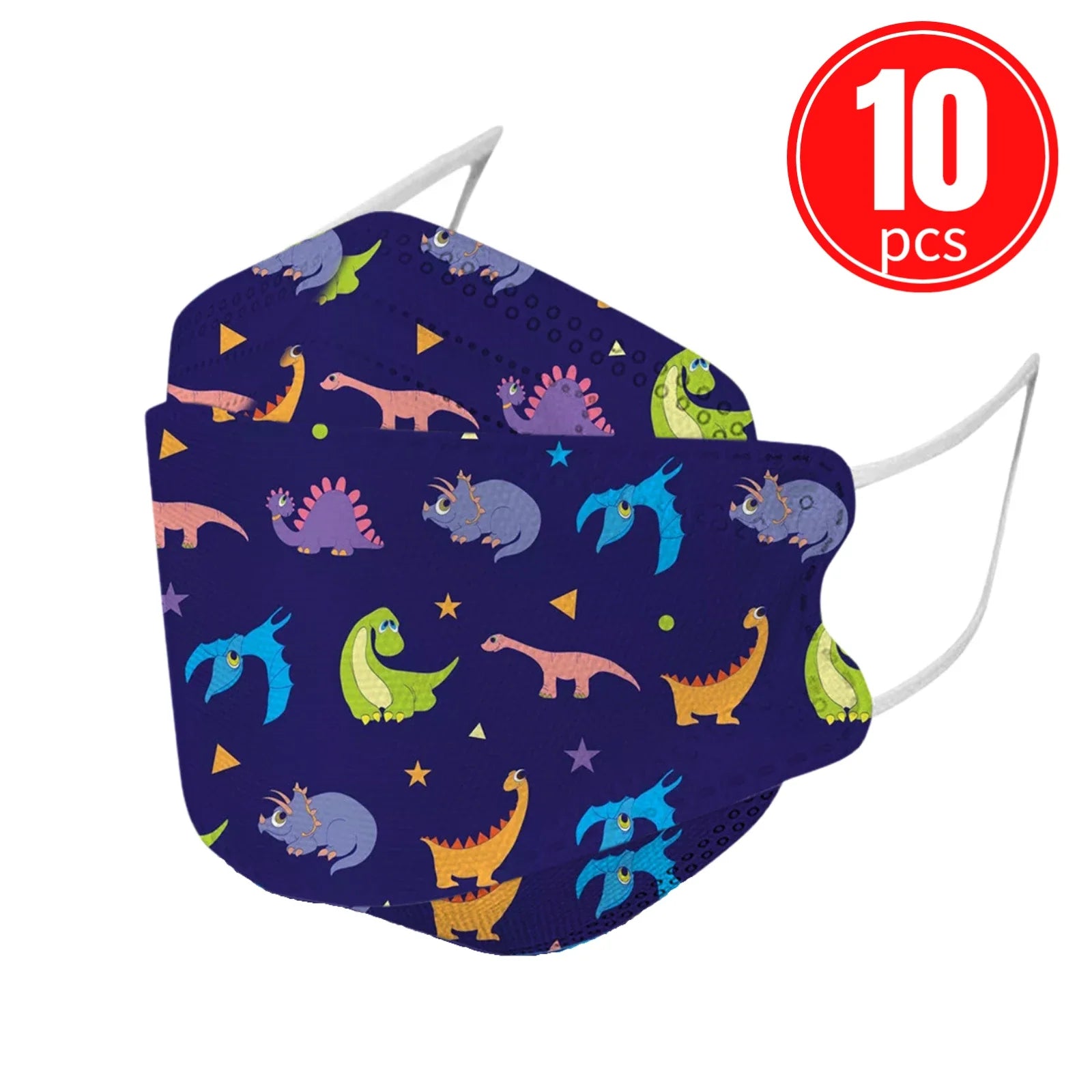Kids KN95 Masks – Cartoon Dinosaur, Cat, and Rainbow Prints – 4-Ply Breathable