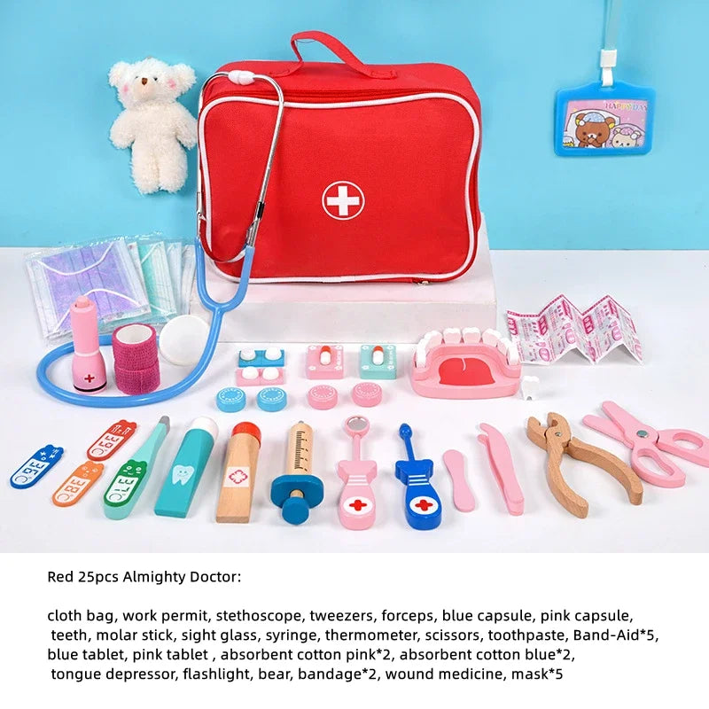 Wooden Doctor Pretend Play Set – Kids Medical Simulation Toy