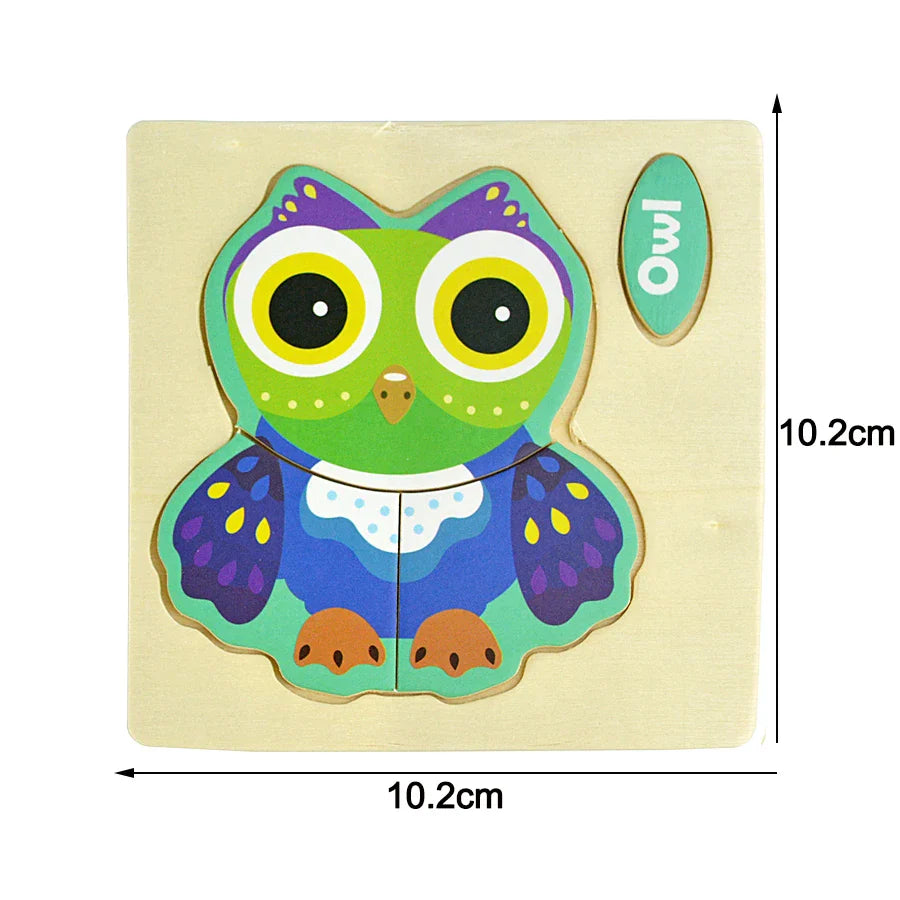 Montessori Wooden Cartoon Animal Puzzles – Early Learning Toy Set
