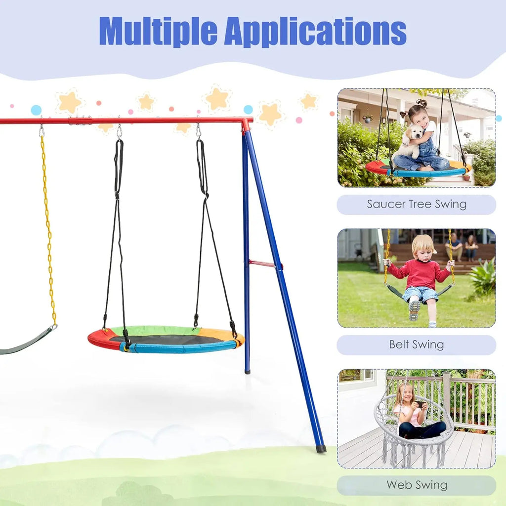 7-in-1 Outdoor Swing Set with Monkey Bar