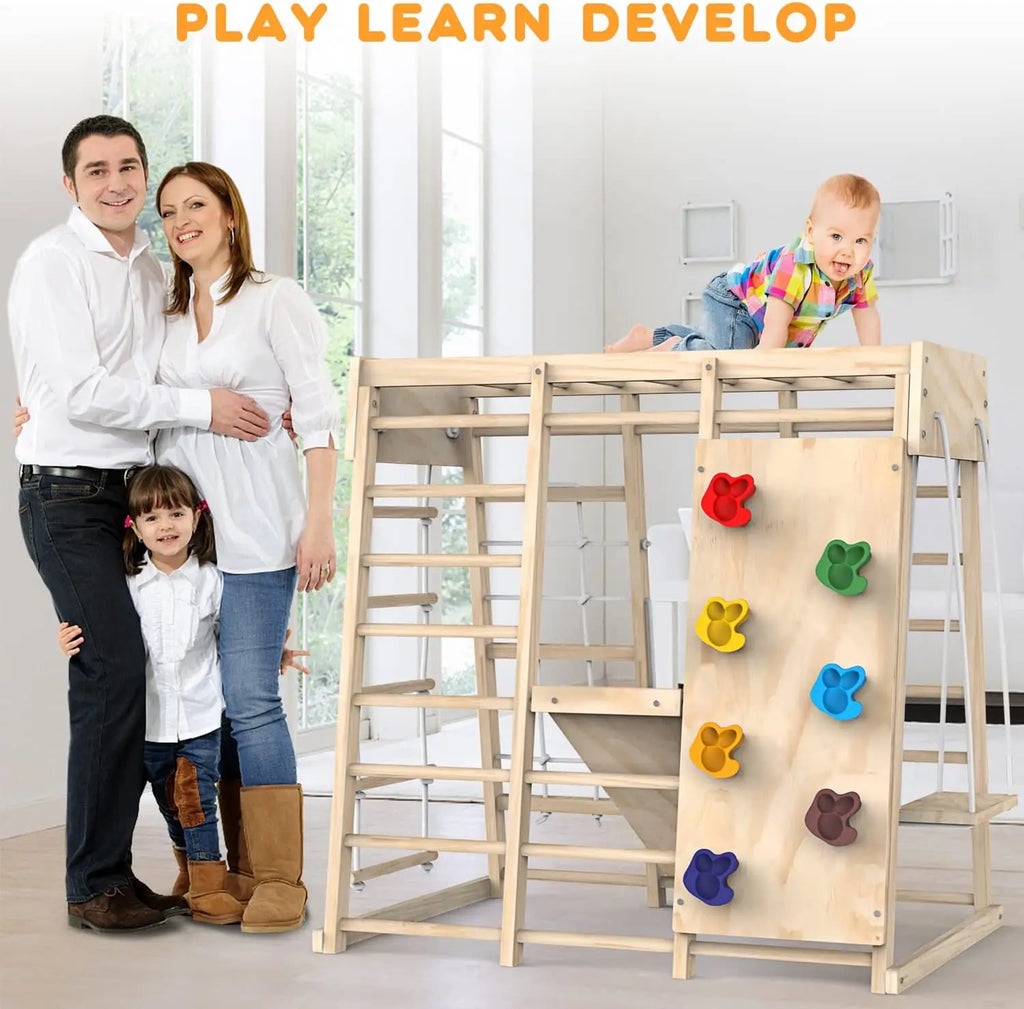 Indoor Jungle Gym for Kids – Climbing Playset with Slide and Foldable Design