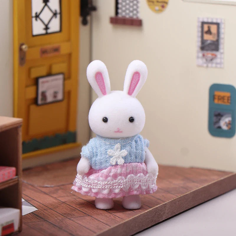 Miniature Dollhouse Rabbit Family Critters – DIY Playset for Kids