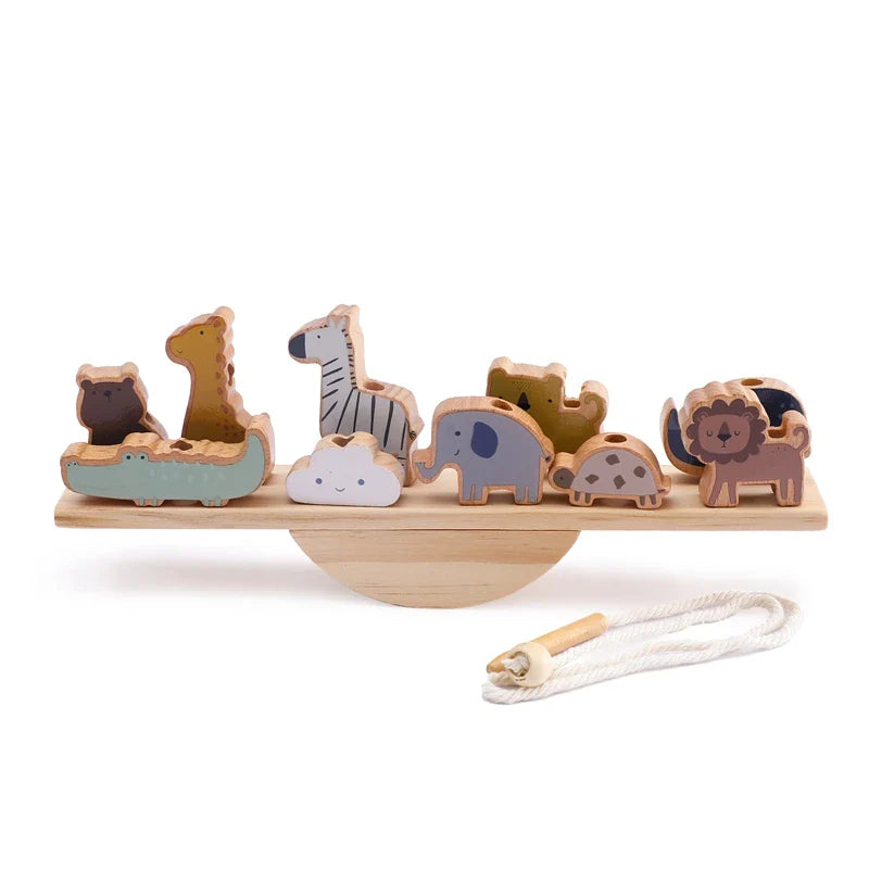 Wooden Objects Balance Board – Stacking & Threading Toy