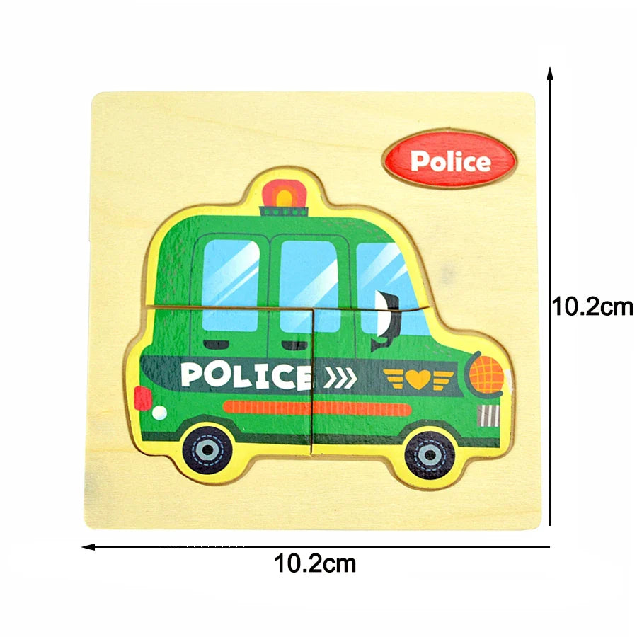 Montessori Wooden Cartoon Animal Puzzles – Early Learning Toy Set
