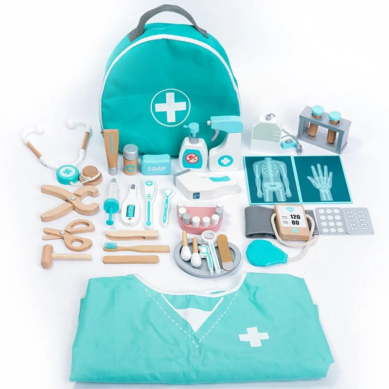 Wooden Doctor Pretend Play Set – Kids Medical Simulation Toy