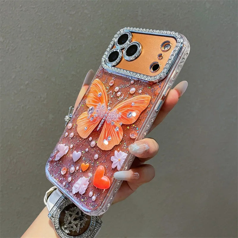 Luxury Diamond Sequins Butterfly Phone Case For iPhone