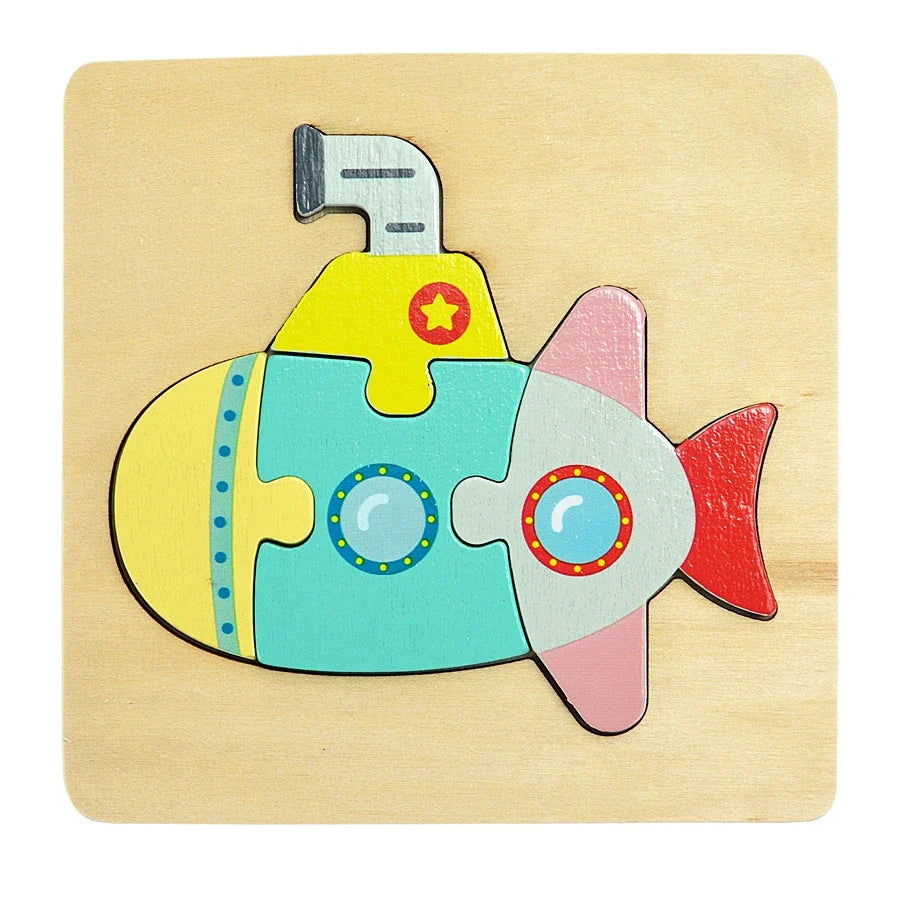 Montessori Wooden Cartoon Animal Puzzles – Early Learning Toy Set