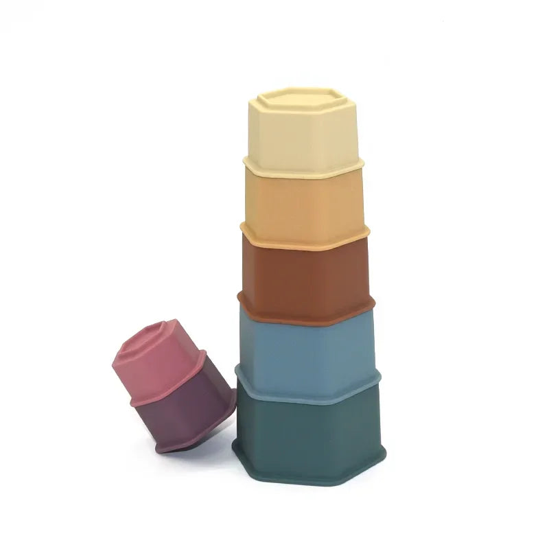 Silicone Stacking Cups – Colorful Montessori Educational Toys for Bath and Play