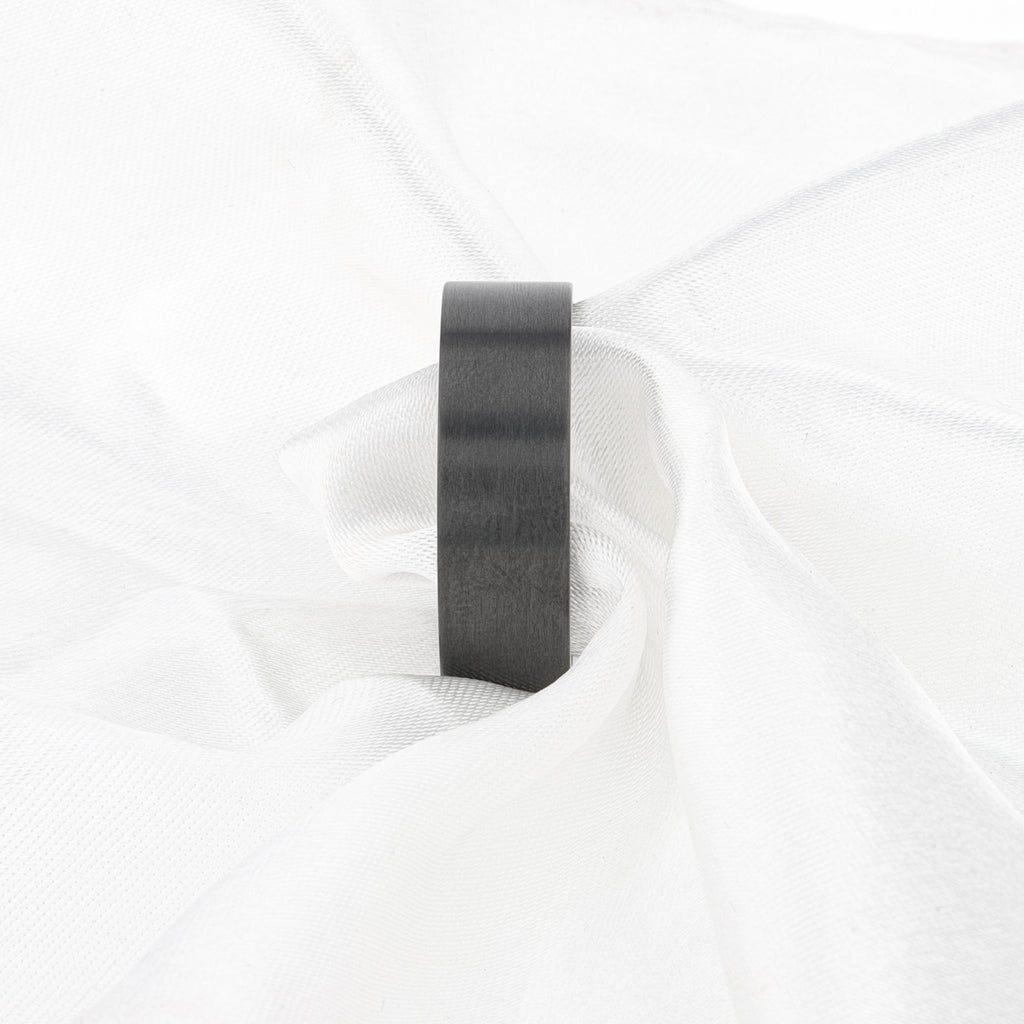 SAN BERNARDINO Brushed Finish Flat Black Titanium Men’s Wedding Band - 6mm & 8mm