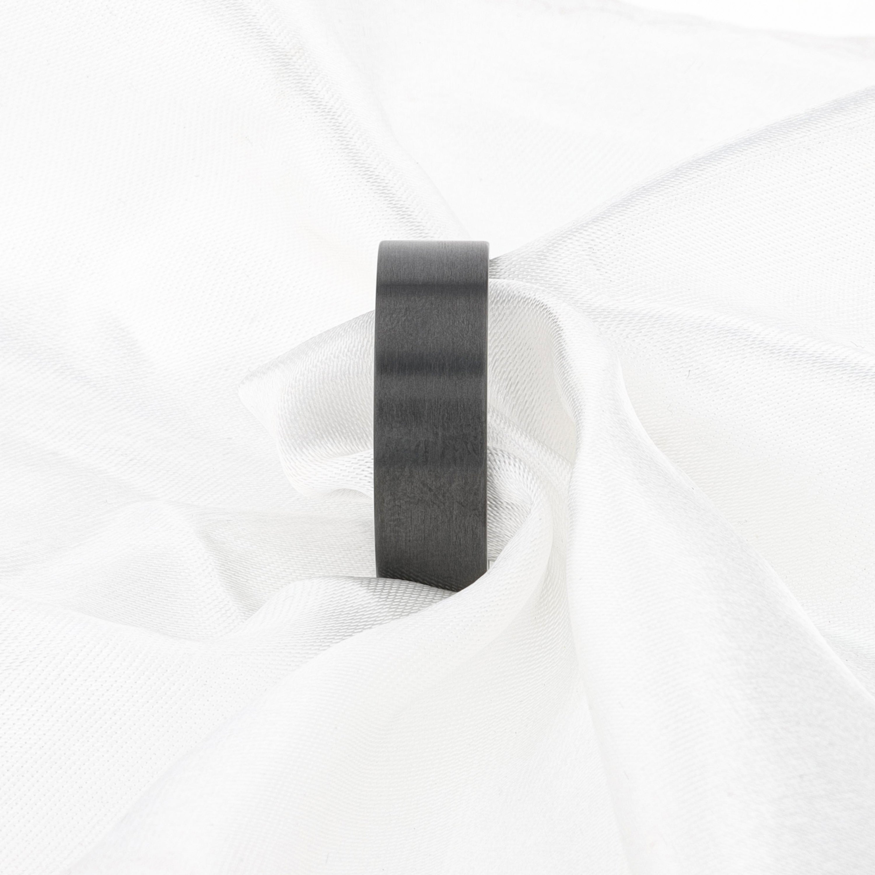 SAN BERNARDINO Brushed Finish Flat Black Titanium Men’s Wedding Band - 6mm & 8mm