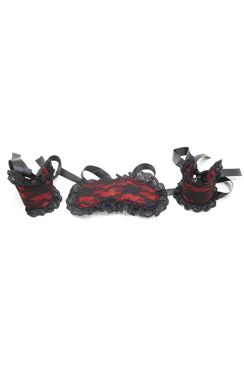 Plush Lace Eye Mask and Wrist Restraints
