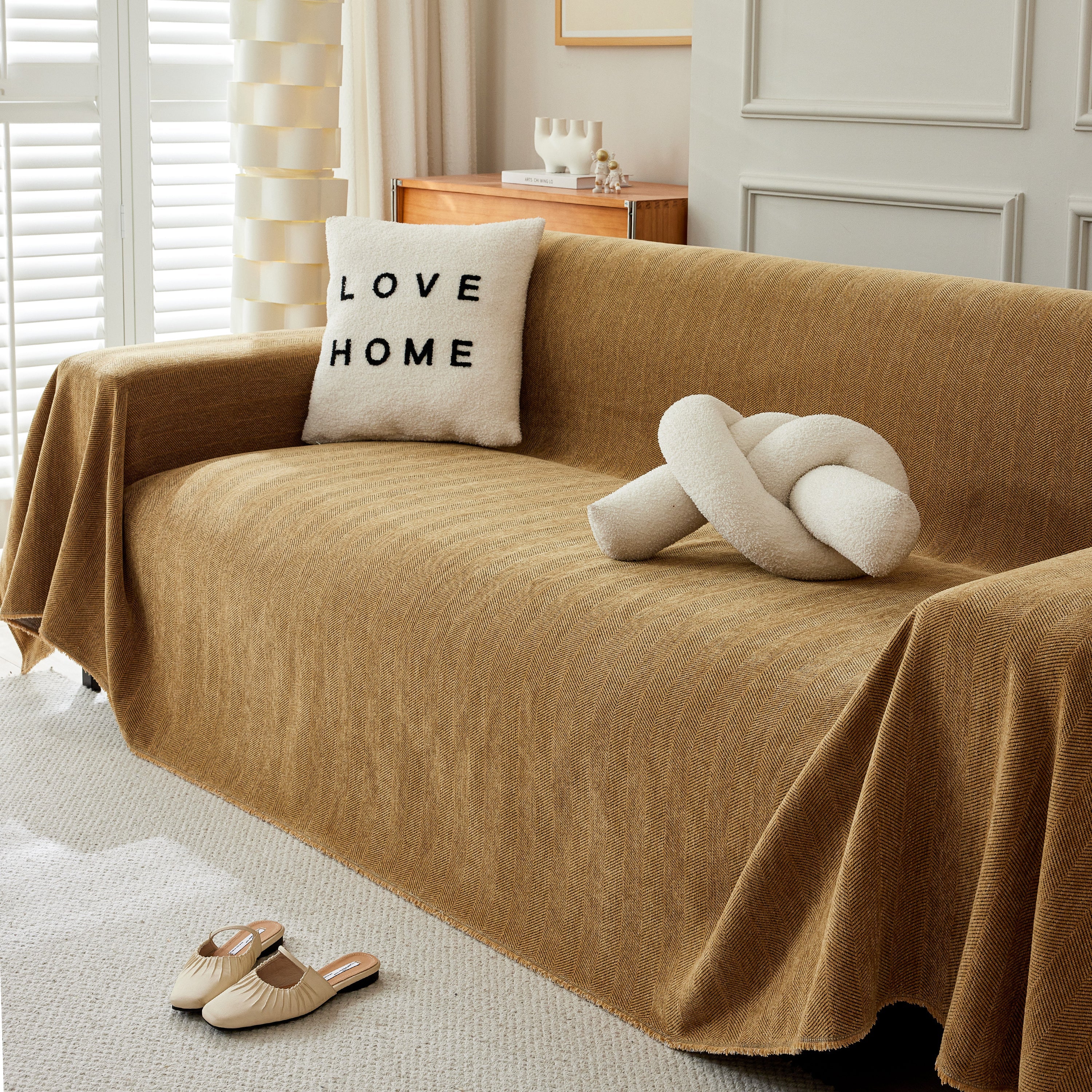 Herringbone Oversized Chenille Couch Throw Cover Sofa Slipcovers Couch Covers for Sectional Couches