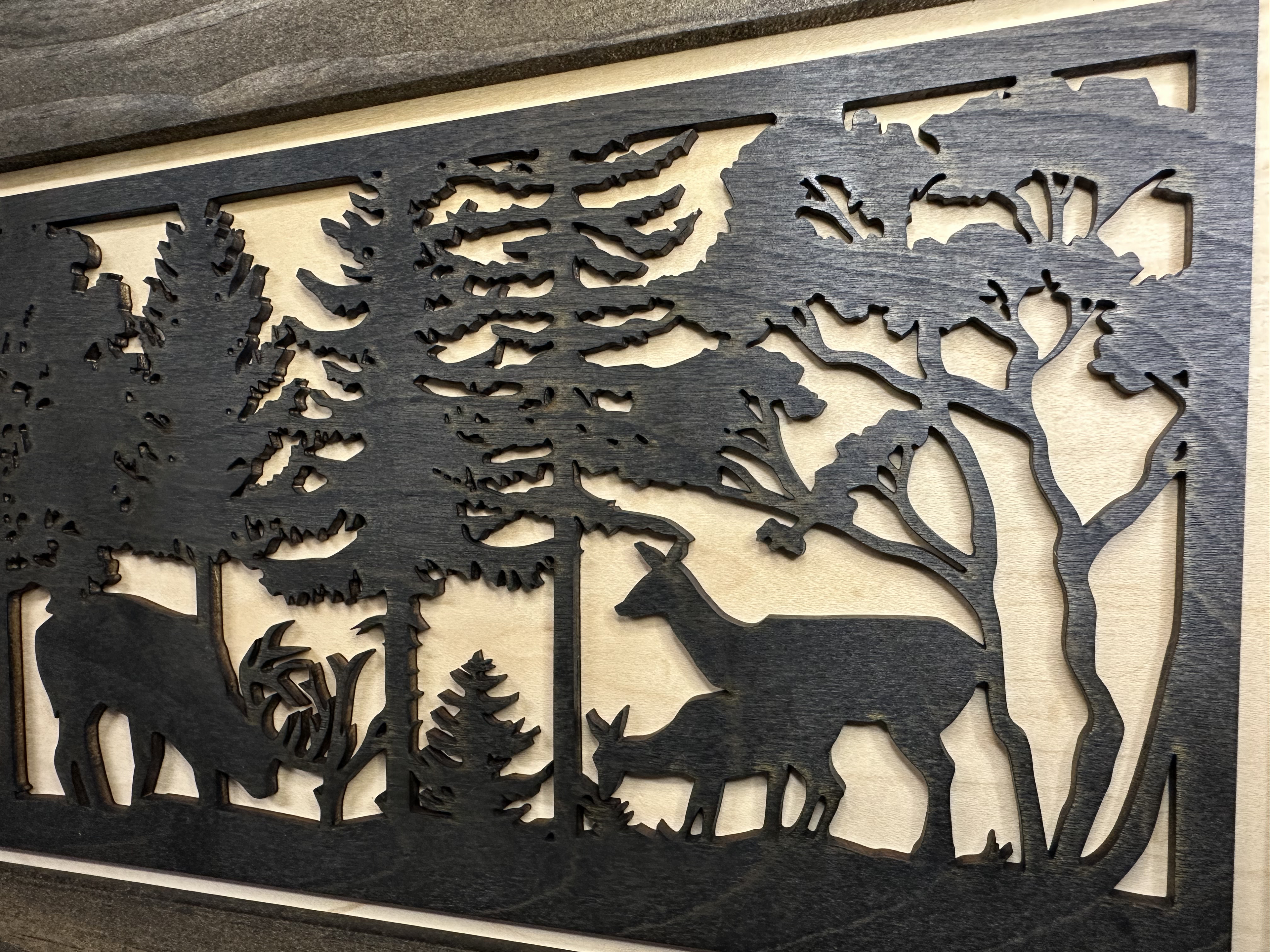Deer Scene Wall Mounted Gun Cabinet Coat Rack – Secure & Stylish Wall Decor Hidden Firearm Concealment Furniture Key Hanger Deer Hunter Gift