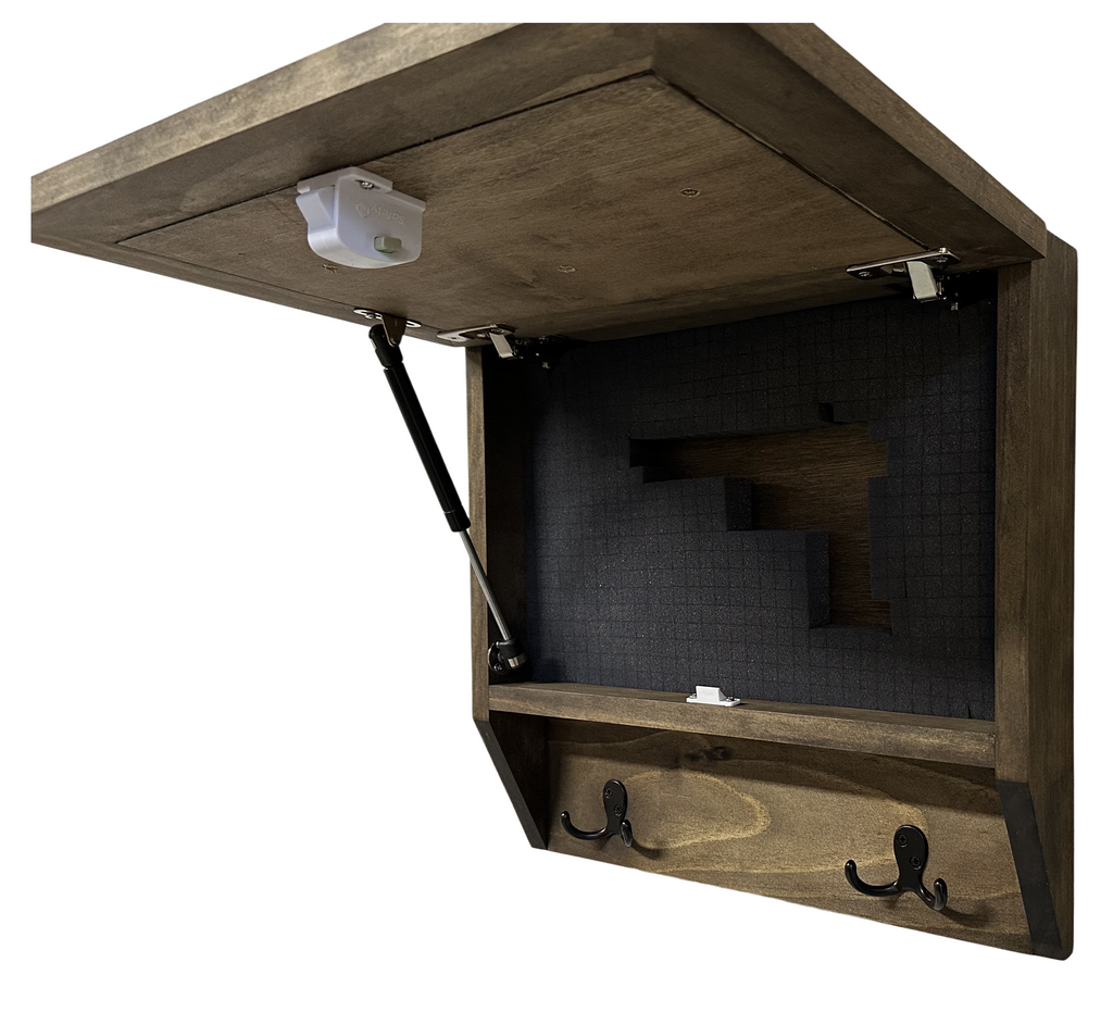 Rustic Mountain Welcome Wall-Mounted Gun Cabinet – Concealed Lockable Storage for Your Home