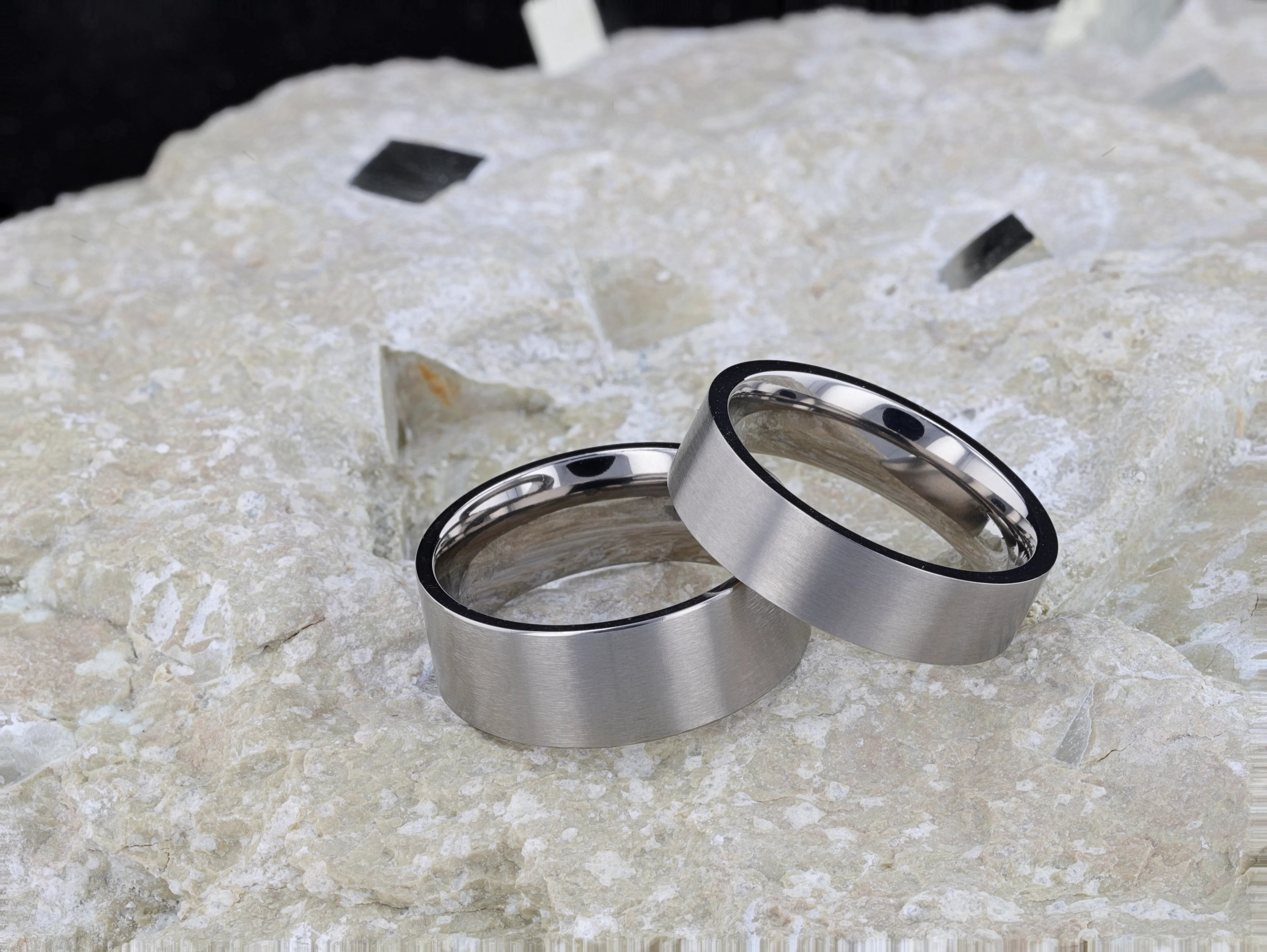 SOLAR Flat Profile Brushed Finish Men’s Titanium Wedding Band – 6mm & 8mm