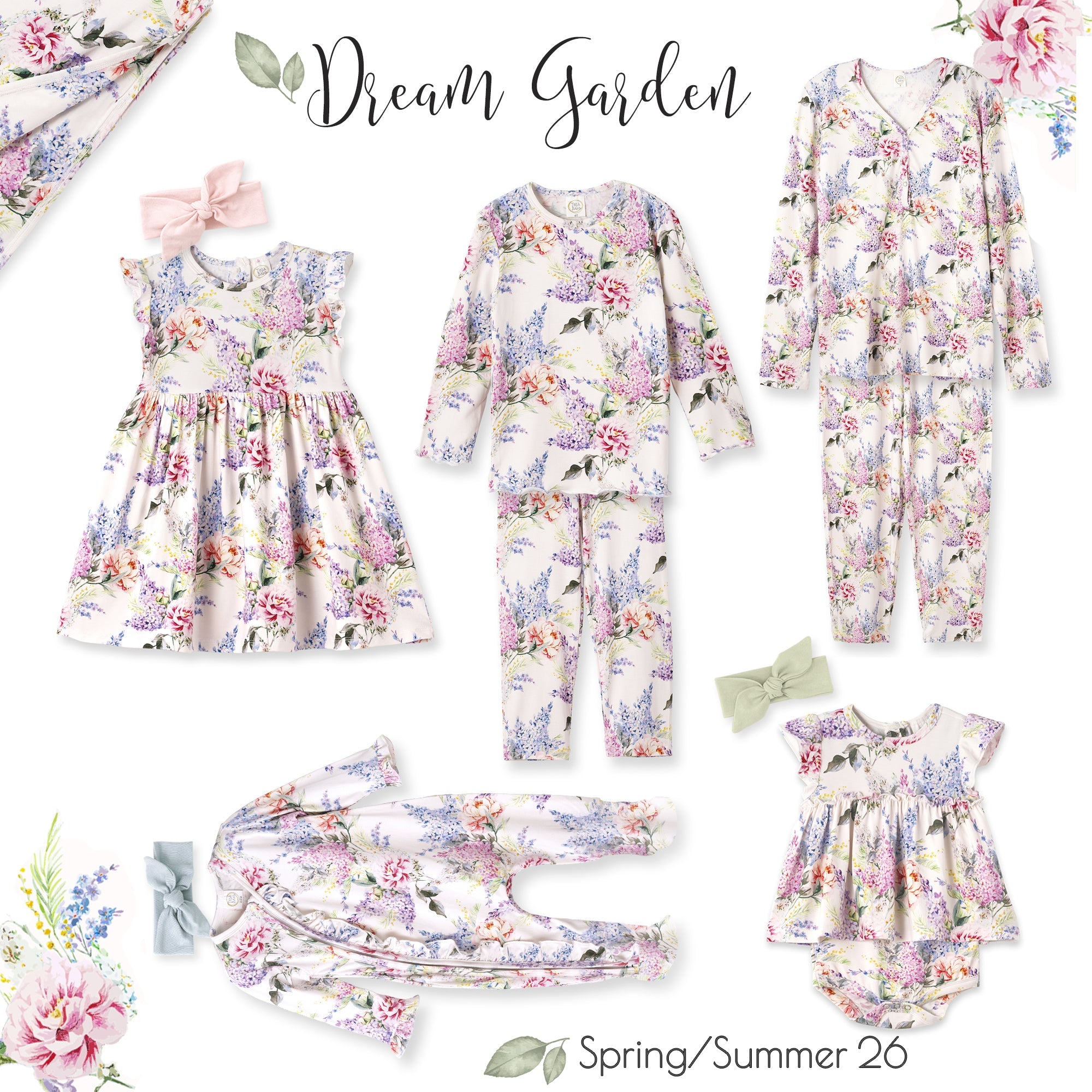 Watercolor Floral Bamboo Girls Pajama Set