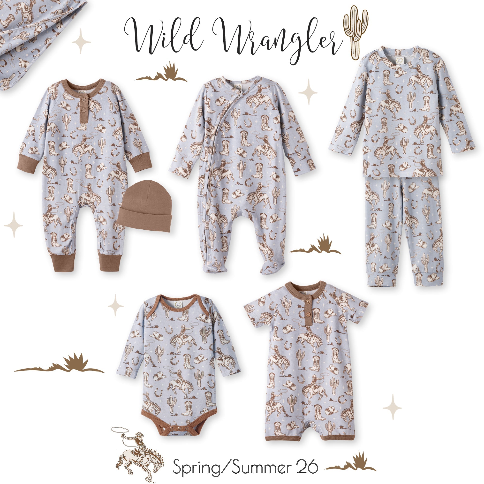 Wild Wrangler/Blue Western Bamboo Henley Cowboy Romper