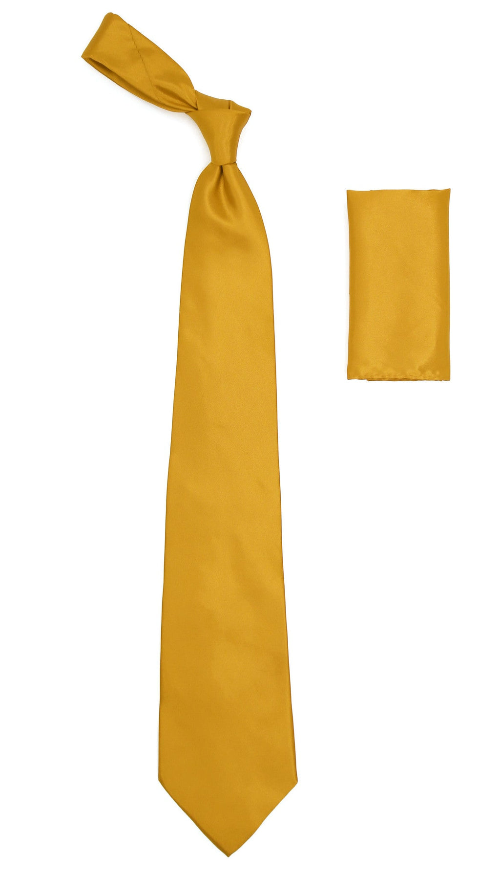 Gold Satin Regular Fit French Cuff Dress Shirt, Tie & Hanky Set