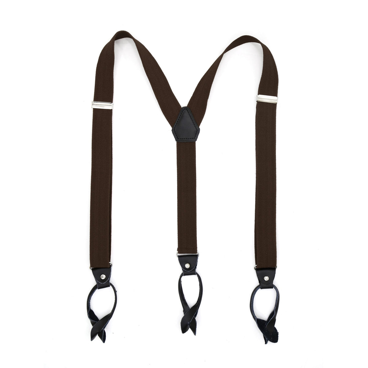 Dark Brown Blue Unisex Button End Suspenders