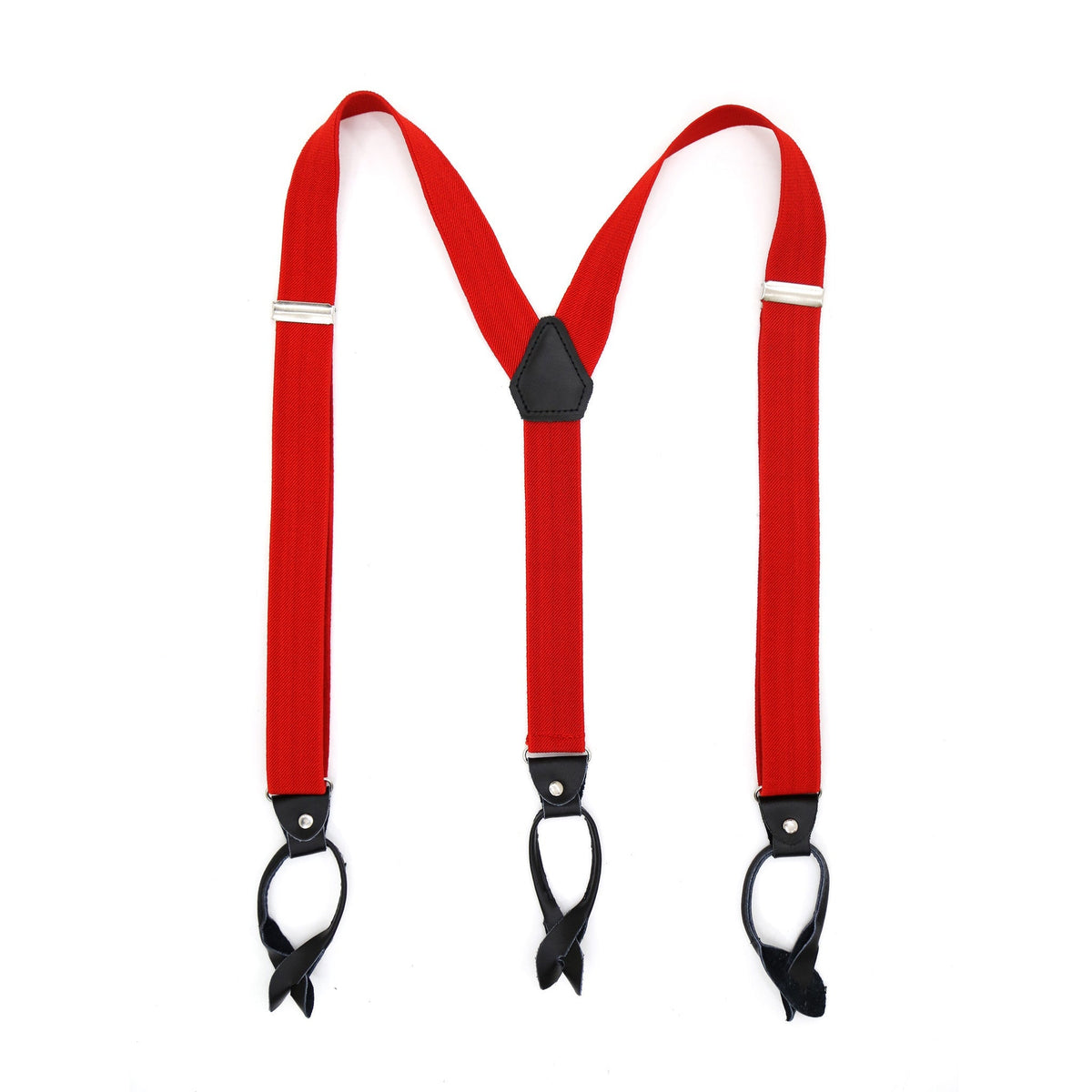 Red Unisex Button End Suspenders