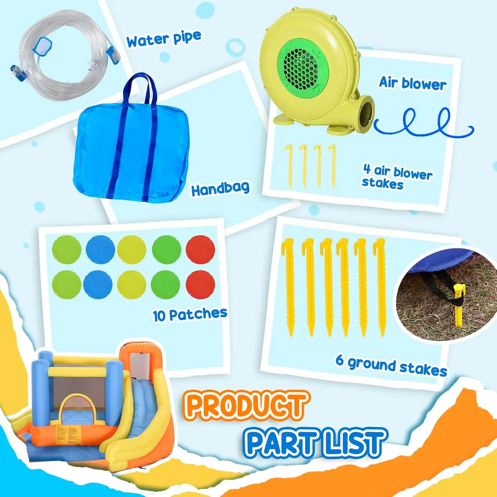 Multi-Activity Water Park for Kids with Pool, Slide, Trampoline, and Climbing Wall