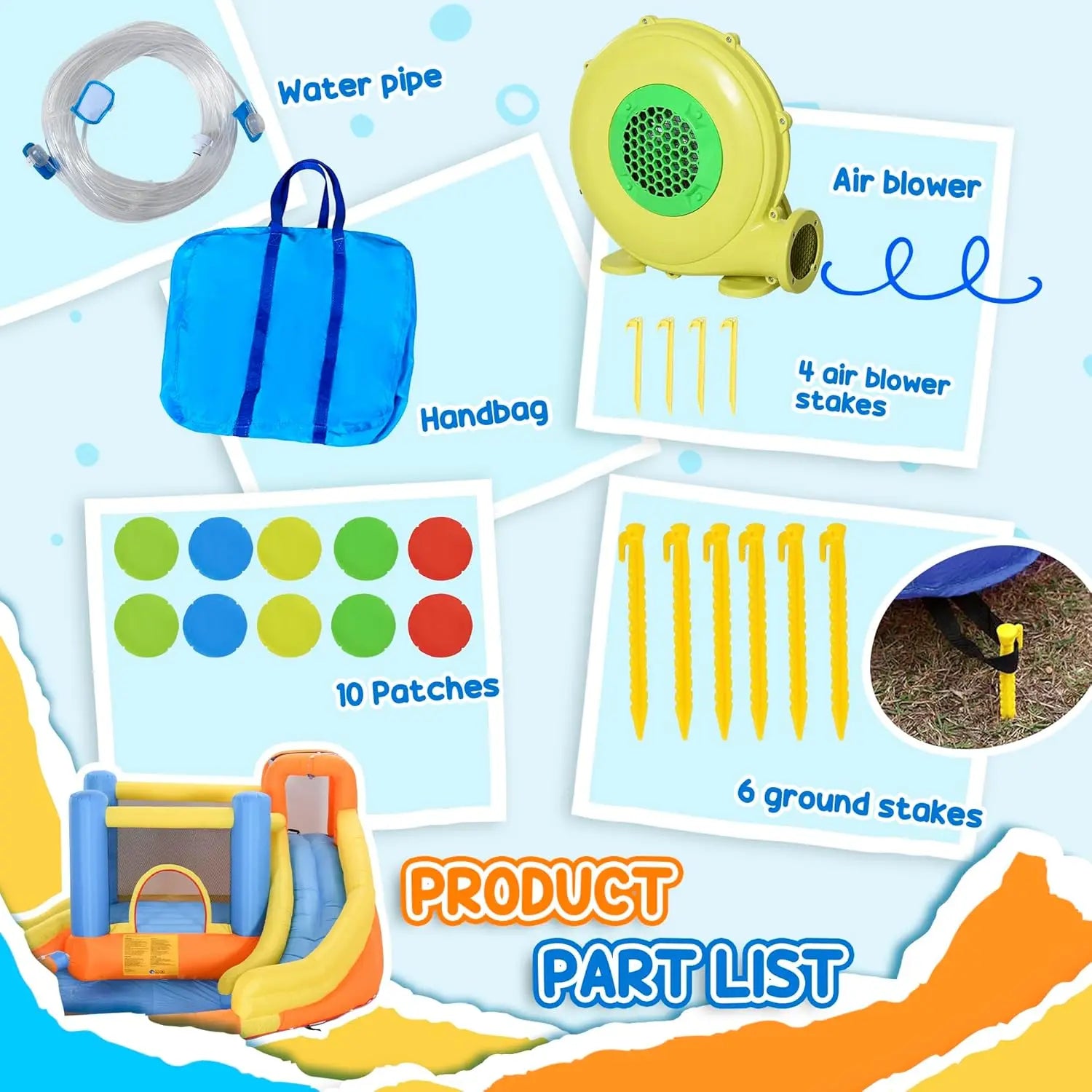 Multi-Activity Water Park for Kids with Pool, Slide, Trampoline, and Climbing Wall