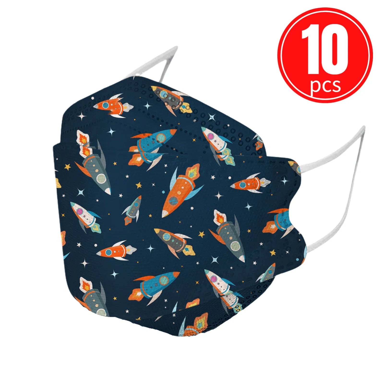 Kids KN95 Masks – Cartoon Dinosaur, Cat, and Rainbow Prints – 4-Ply Breathable