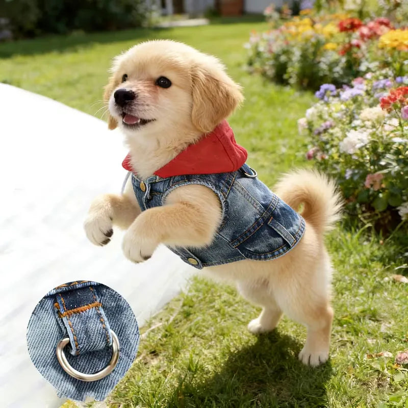 Designer Denim Dog Hoodie Jacket