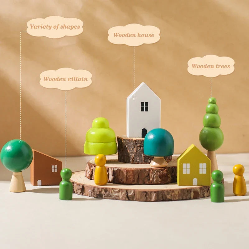 Wooden Objects Balance Board – Stacking & Threading Toy