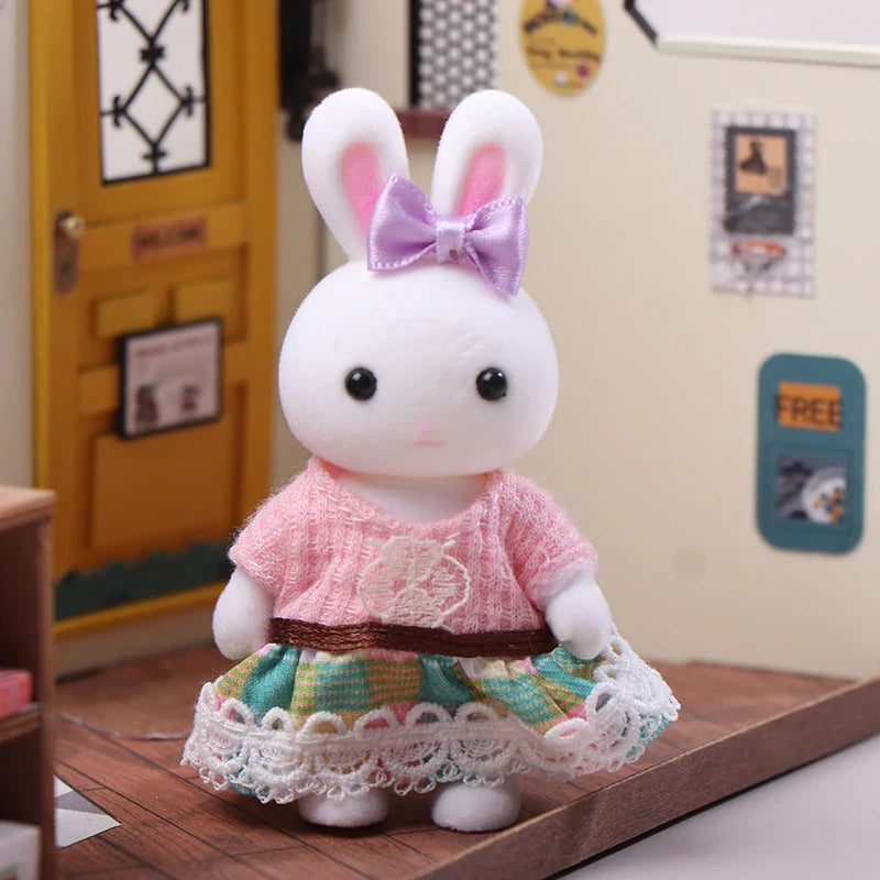 Miniature Dollhouse Rabbit Family Critters – DIY Playset for Kids